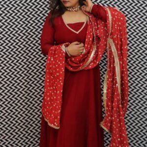 Rust Red Anarkali Suit Set